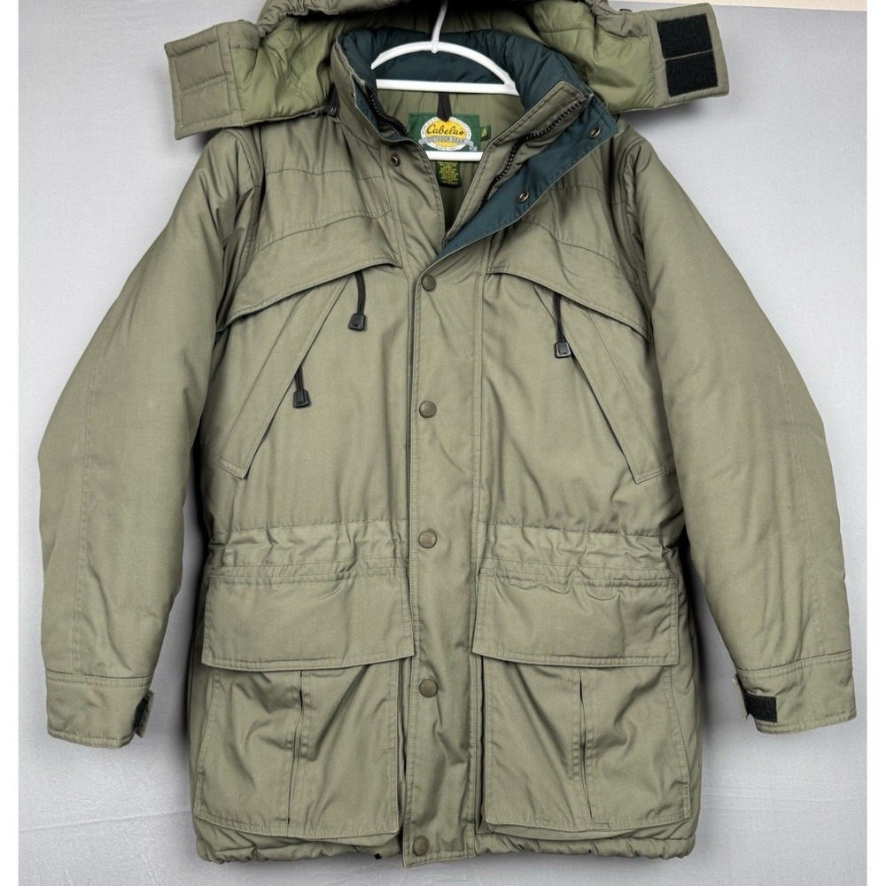 Vintage Cabelas Parka Mens Green Coat Jacket Military Hunting Winter Heavy 90s